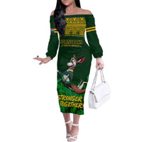 Custom South Africa Rugby Family Matching Off Shoulder Long Sleeve Dress and Hawaiian Shirt Go Bokke World Cup Champions History - Wonder Print Shop