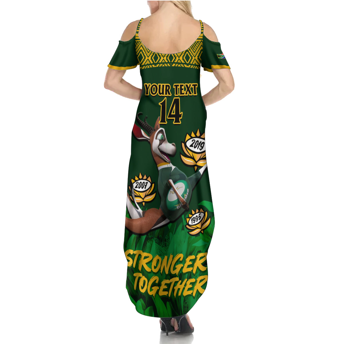 Custom South Africa Rugby Family Matching Summer Maxi Dress and Hawaiian Shirt Go Bokke World Cup Champions History - Wonder Print Shop