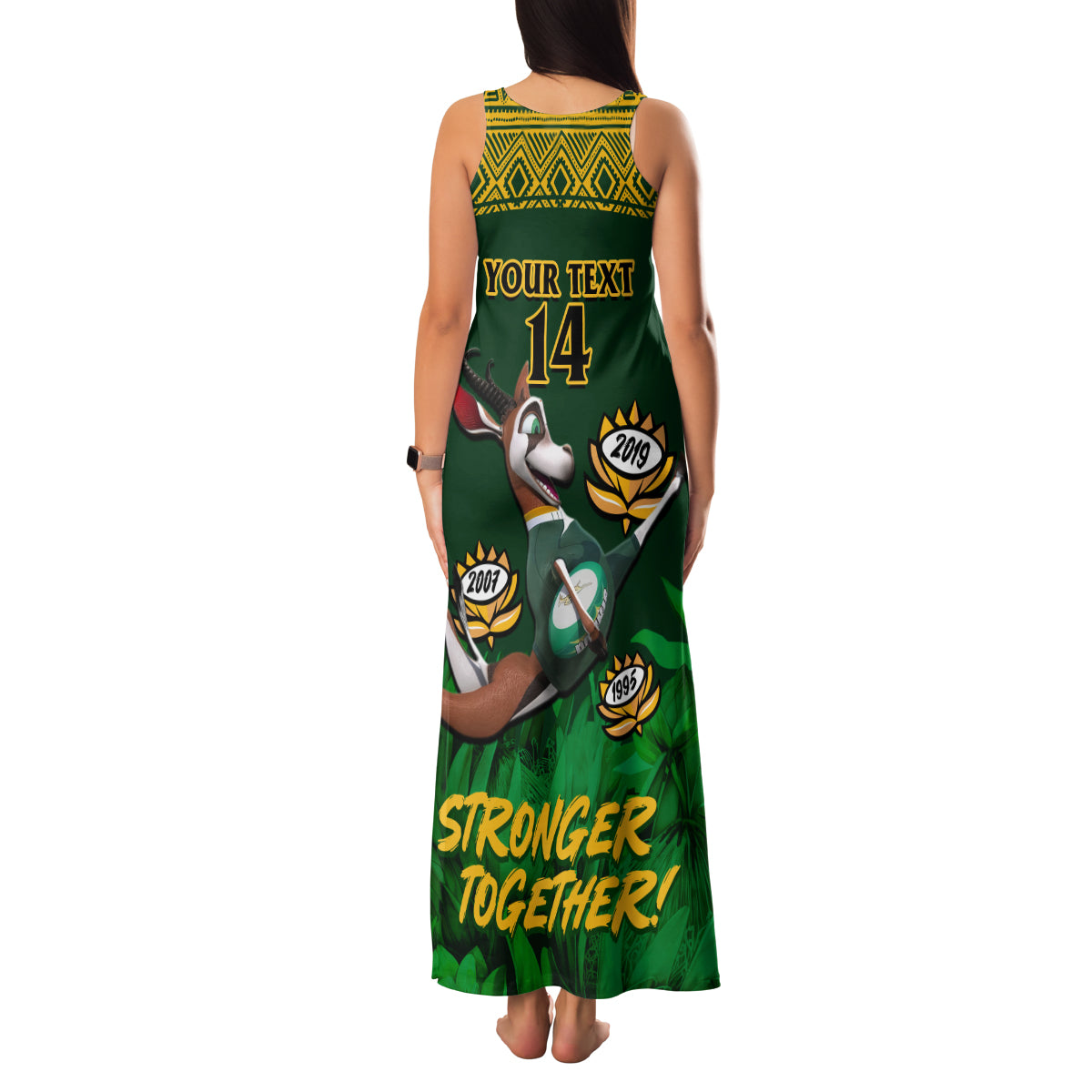 Custom South Africa Rugby Family Matching Tank Maxi Dress and Hawaiian Shirt Go Bokke World Cup Champions History - Wonder Print Shop