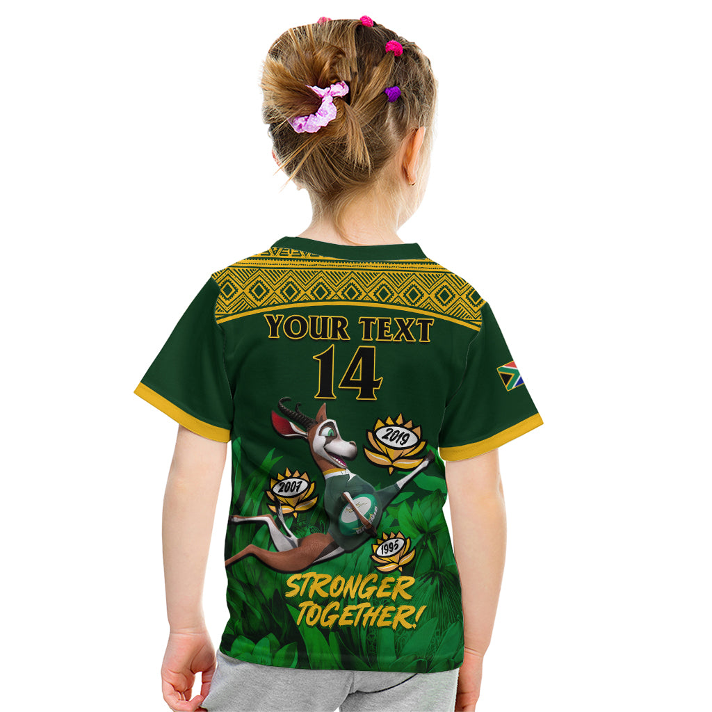 Custom South Africa Rugby Kid T Shirt Go Bokke World Cup Champions History - Wonder Print Shop