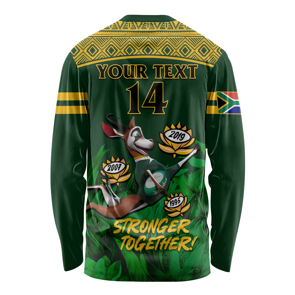 Custom South Africa Rugby Long Sleeve Shirt Go Bokke World Cup Champions History - Wonder Print Shop