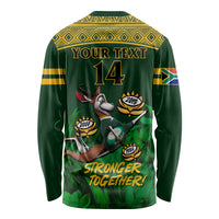 Custom South Africa Rugby Long Sleeve Shirt Go Bokke World Cup Champions History - Wonder Print Shop