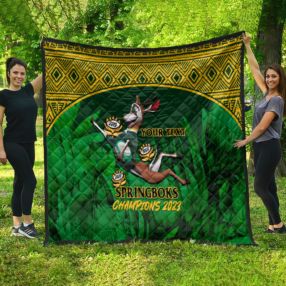 Custom South Africa Rugby Quilt Go Bokke World Cup Champions History - Wonder Print Shop