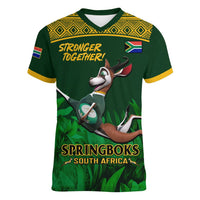 Custom South Africa Rugby Women V Neck T Shirt Go Bokke World Cup Champions History - Wonder Print Shop
