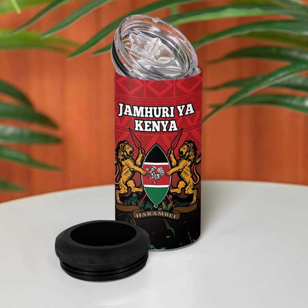 Kenya Independence Day 4 in 1 Can Cooler Tumbler Jamhuri ya Kenya 1963 - African Pattern - Wonder Print Shop