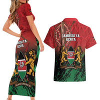Kenya Independence Day Couples Matching Short Sleeve Bodycon Dress and Hawaiian Shirt Jamhuri ya Kenya 1963 - African Pattern - Wonder Print Shop