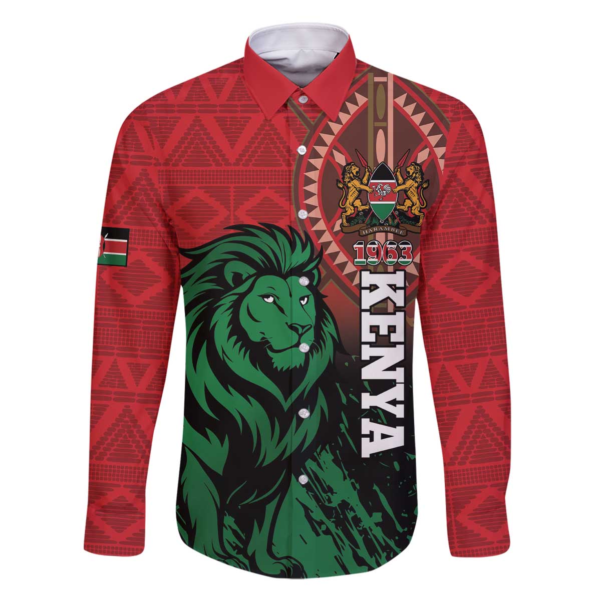 Kenya Independence Day Family Matching Off The Shoulder Long Sleeve Dress and Hawaiian Shirt Jamhuri ya Kenya 1963 - African Pattern - Wonder Print Shop