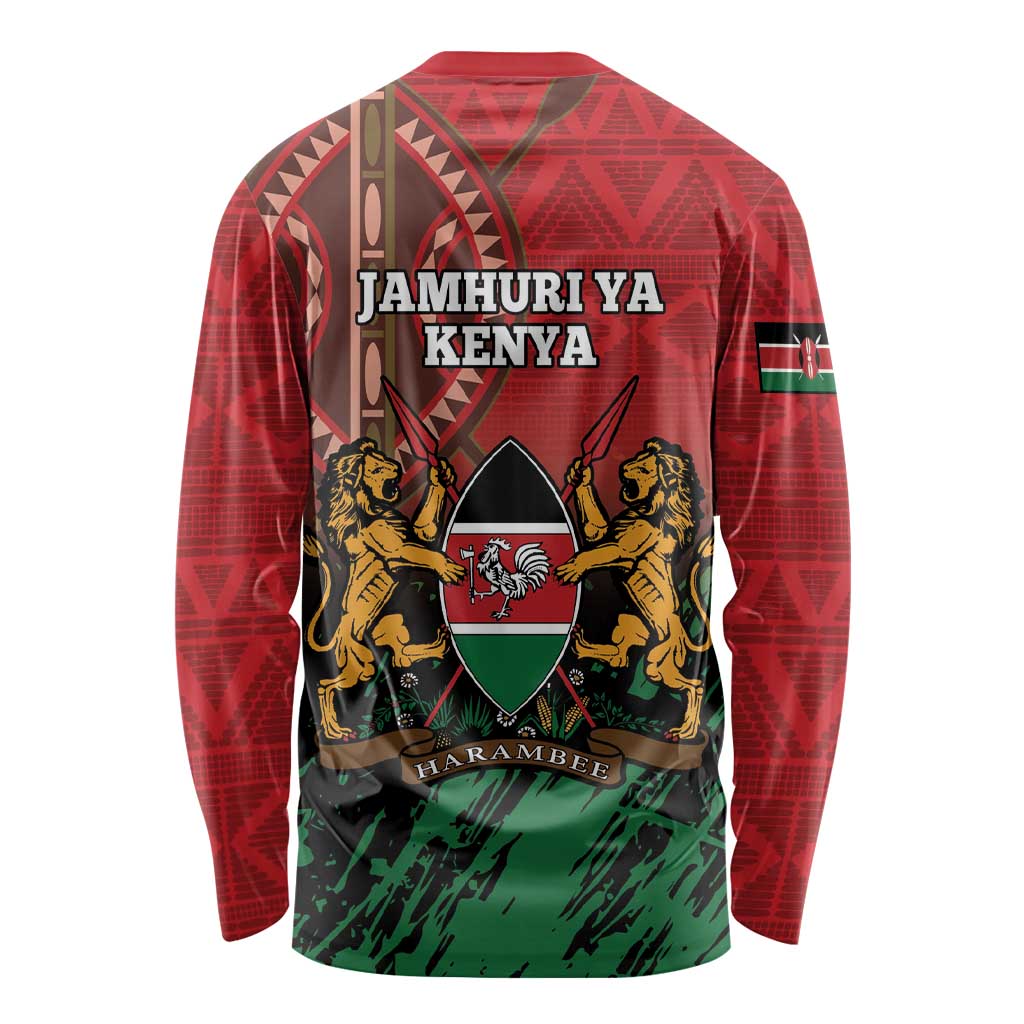 Kenya Independence Day Long Sleeve Shirt Jamhuri ya Kenya 1963 - African Pattern - Wonder Print Shop