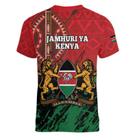 Kenya Independence Day Women V-Neck T-Shirt Jamhuri ya Kenya 1963 - African Pattern - Wonder Print Shop