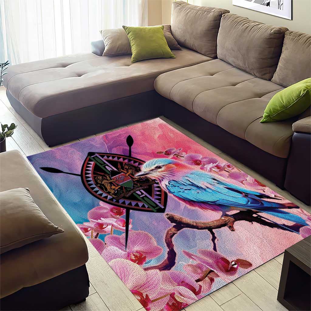 Kenya Lilac-Breasted Roller Area Rug Coat Of Arms Mix Orchid - Wonder Print Shop