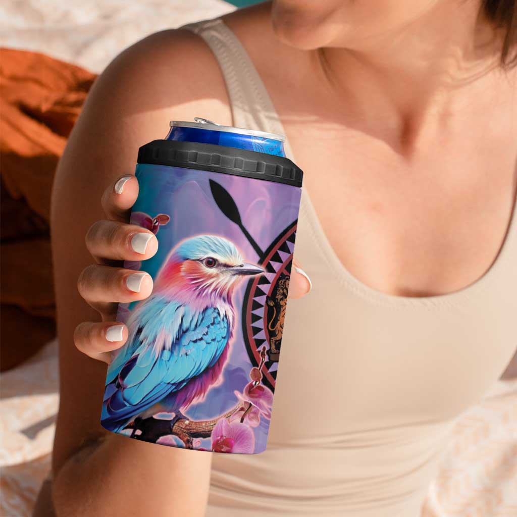 Kenya Lilac-Breasted Roller 4 in 1 Can Cooler Tumbler Coat Of Arms Mix Orchid - Wonder Print Shop