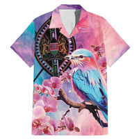 Kenya Lilac-Breasted Roller Family Matching Mermaid Dress and Hawaiian Shirt Coat Of Arms Mix Orchid - Wonder Print Shop