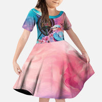 Kenya Lilac-Breasted Roller Family Matching Puletasi and Hawaiian Shirt Coat Of Arms Mix Orchid - Wonder Print Shop