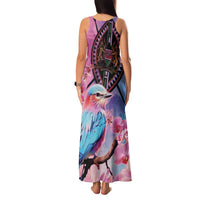 Kenya Lilac-Breasted Roller Family Matching Tank Maxi Dress and Hawaiian Shirt Coat Of Arms Mix Orchid - Wonder Print Shop