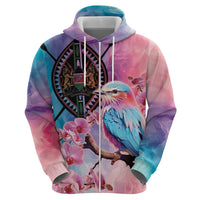 Kenya Lilac-Breasted Roller Hoodie Coat Of Arms Mix Orchid - Wonder Print Shop