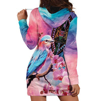 Kenya Lilac-Breasted Roller Hoodie Dress Coat Of Arms Mix Orchid - Wonder Print Shop