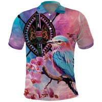 Kenya Lilac-Breasted Roller Polo Shirt Coat Of Arms Mix Orchid - Wonder Print Shop