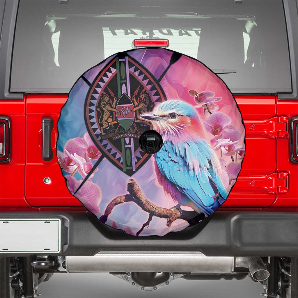 Kenya Lilac-Breasted Roller Spare Tire Cover Coat Of Arms Mix Orchid - Wonder Print Shop