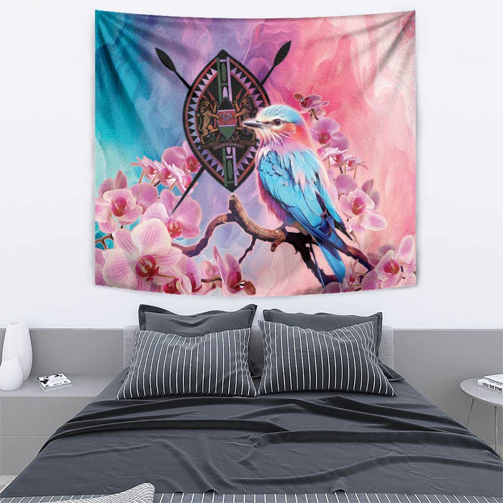 Kenya Lilac-Breasted Roller Tapestry Coat Of Arms Mix Orchid - Wonder Print Shop