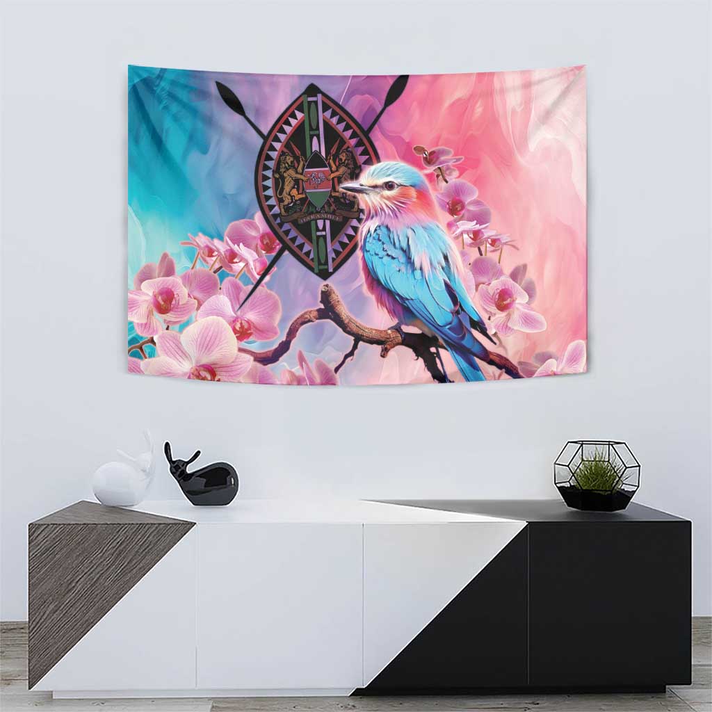 Kenya Lilac-Breasted Roller Tapestry Coat Of Arms Mix Orchid - Wonder Print Shop