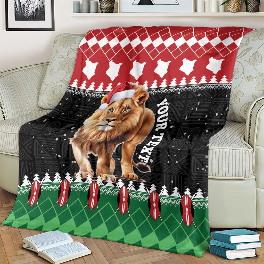 Personalized Kenya Christmas Blanket Lion Santa - Heri Ya Krismasi!