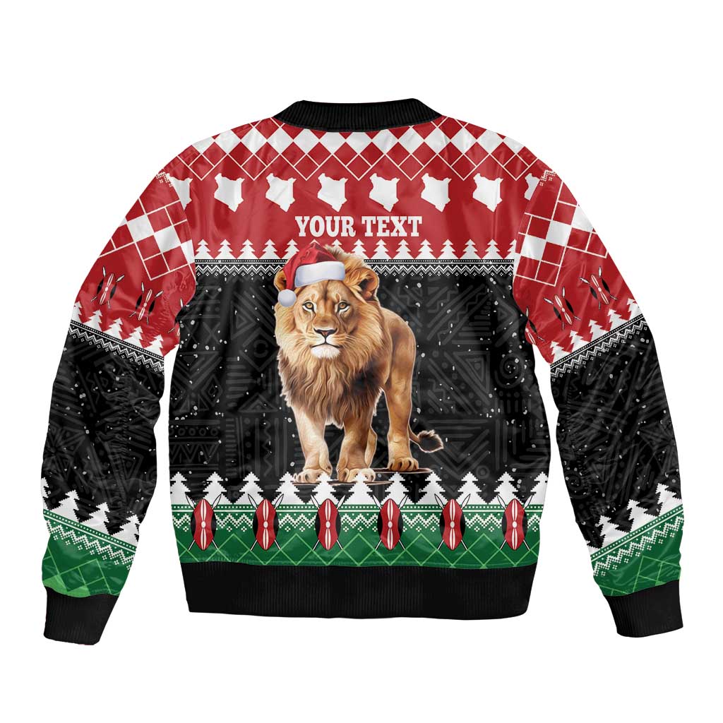 Personalized Kenya Christmas Bomber Jacket Lion Santa - Heri Ya Krismasi! - Wonder Print Shop