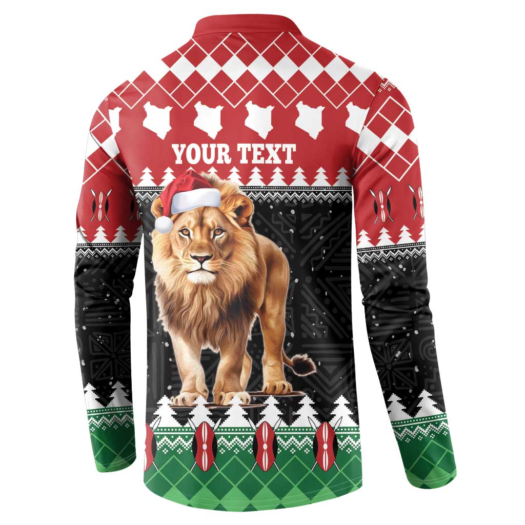 Personalized Kenya Christmas Button Sweatshirt Lion Santa - Heri Ya Krismasi! - Wonder Print Shop