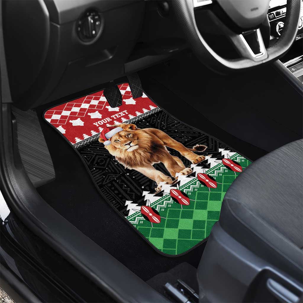 Personalized Kenya Christmas Car Mats Lion Santa - Heri Ya Krismasi! - Wonder Print Shop