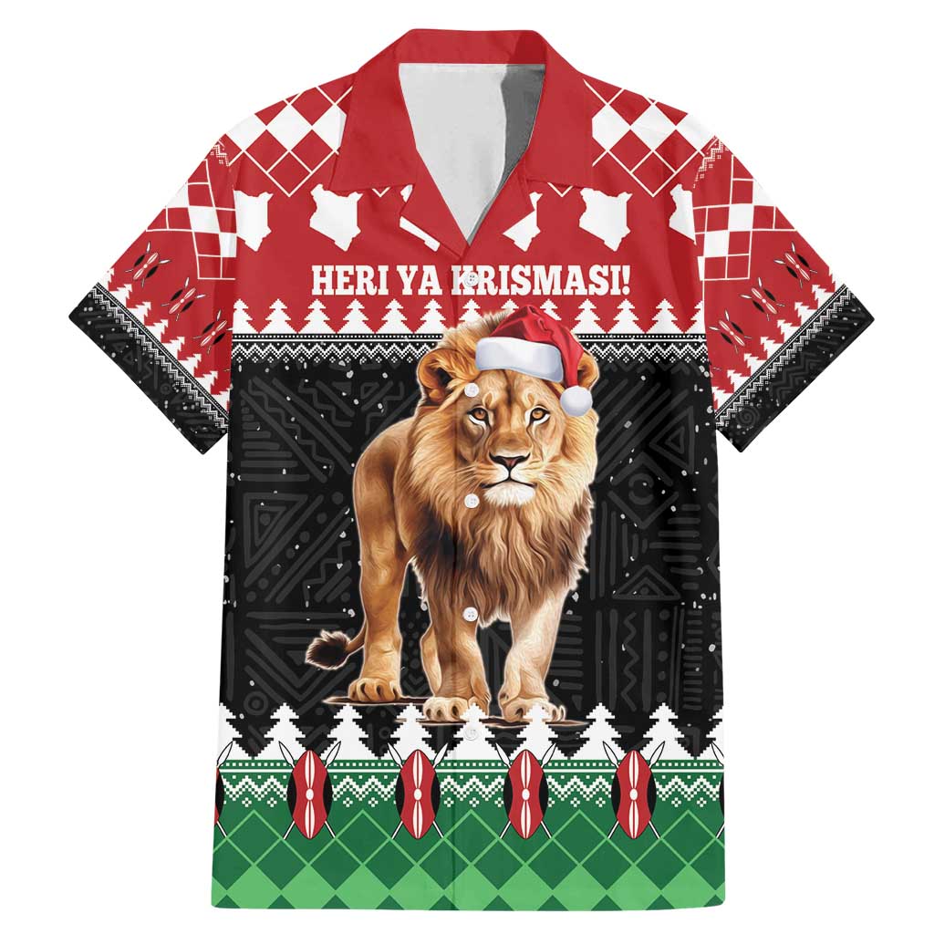 Personalized Kenya Christmas Family Matching Mermaid Dress and Hawaiian Shirt Lion Santa - Heri Ya Krismasi! - Wonder Print Shop