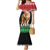 Personalized Kenya Christmas Family Matching Mermaid Dress and Hawaiian Shirt Lion Santa - Heri Ya Krismasi! - Wonder Print Shop