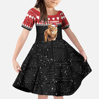 Personalized Kenya Christmas Family Matching Off The Shoulder Long Sleeve Dress and Hawaiian Shirt Lion Santa - Heri Ya Krismasi! - Wonder Print Shop