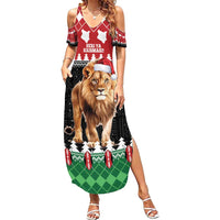 Personalized Kenya Christmas Family Matching Summer Maxi Dress and Hawaiian Shirt Lion Santa - Heri Ya Krismasi! - Wonder Print Shop