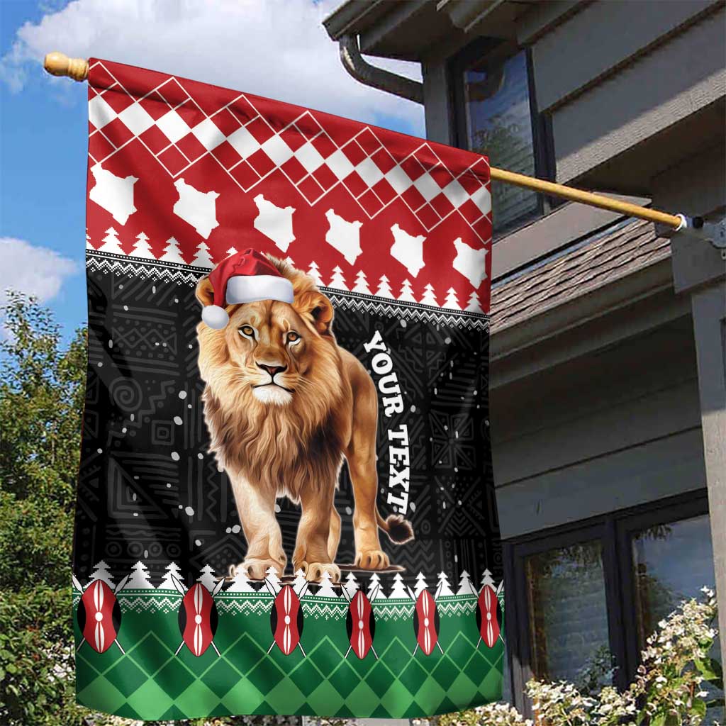 Personalized Kenya Christmas Garden Flag Lion Santa - Heri Ya Krismasi! - Wonder Print Shop