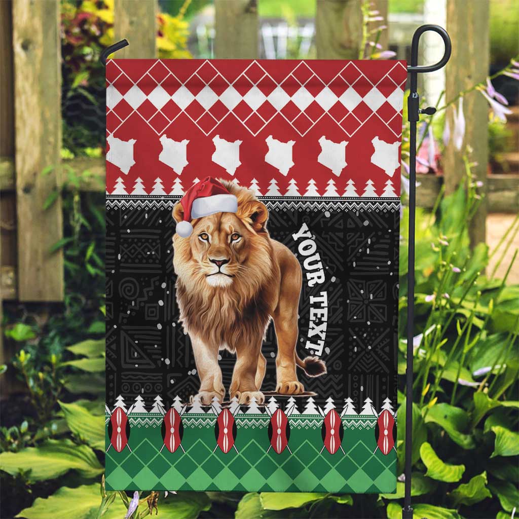 Personalized Kenya Christmas Garden Flag Lion Santa - Heri Ya Krismasi! - Wonder Print Shop
