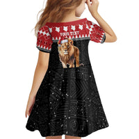 Personalized Kenya Christmas Kid Short Sleeve Dress Lion Santa - Heri Ya Krismasi! - Wonder Print Shop