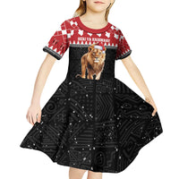 Personalized Kenya Christmas Kid Short Sleeve Dress Lion Santa - Heri Ya Krismasi! - Wonder Print Shop