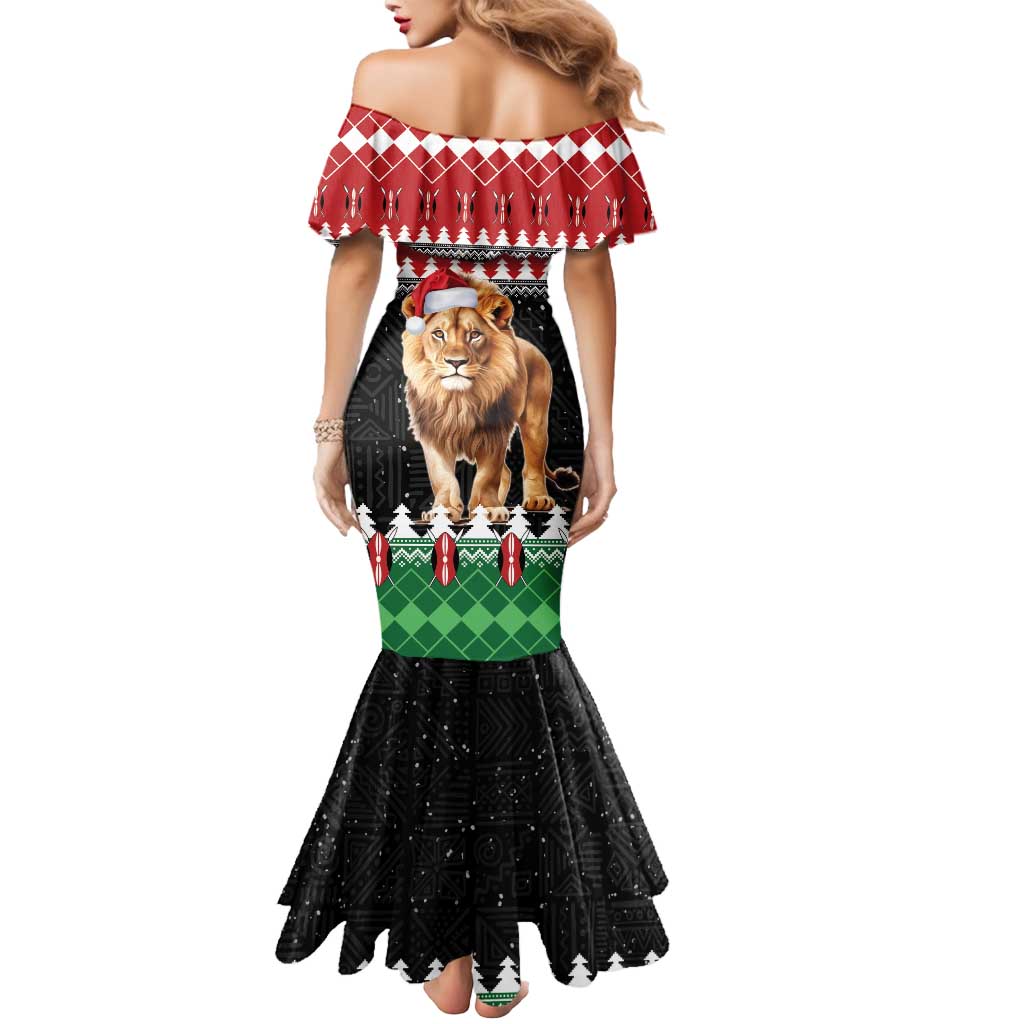 Personalized Kenya Christmas Mermaid Dress Lion Santa - Heri Ya Krismasi! - Wonder Print Shop