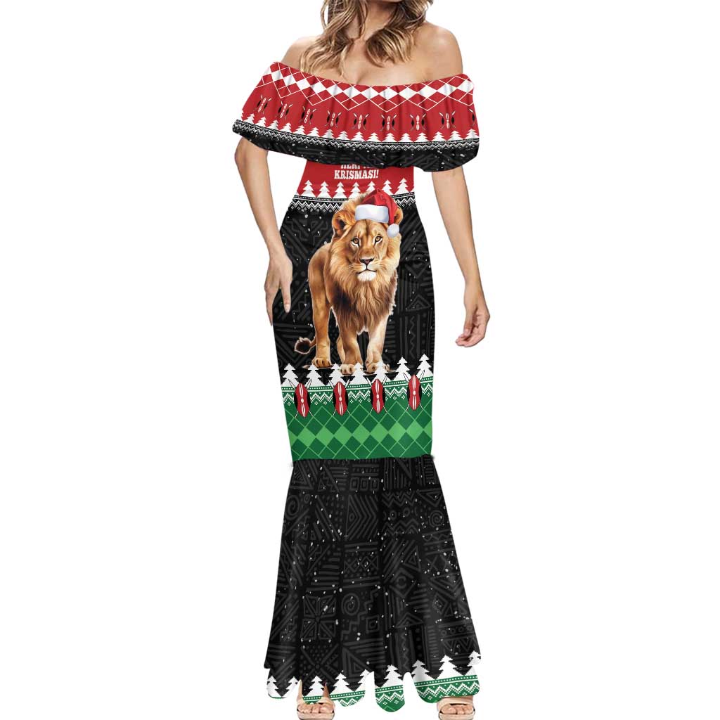 Personalized Kenya Christmas Mermaid Dress Lion Santa - Heri Ya Krismasi! - Wonder Print Shop