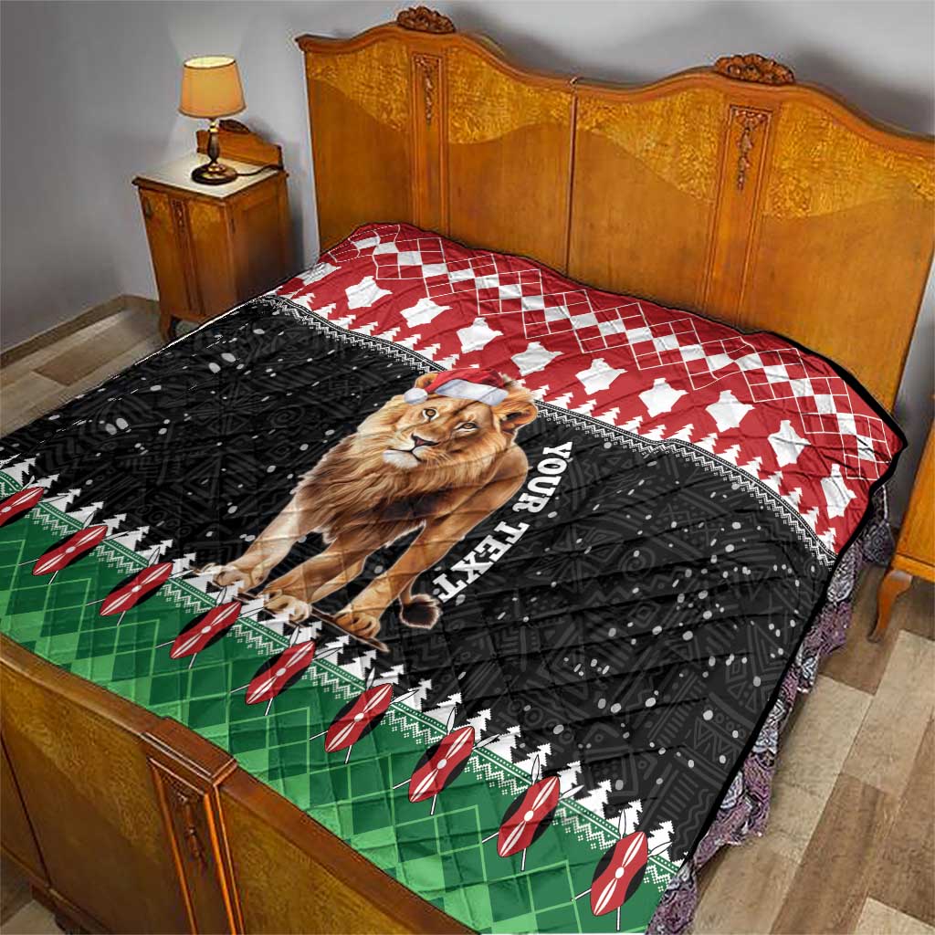 Personalized Kenya Christmas Quilt Lion Santa - Heri Ya Krismasi! - Wonder Print Shop