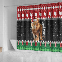 Personalized Kenya Christmas Shower Curtain Lion Santa - Heri Ya Krismasi!