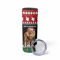 Personalized Kenya Christmas Skinny Tumbler Lion Santa - Heri Ya Krismasi! - Wonder Print Shop