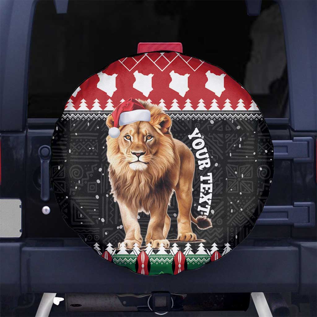 Personalized Kenya Christmas Spare Tire Cover Lion Santa - Heri Ya Krismasi! - Wonder Print Shop