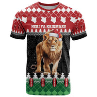 Personalized Kenya Christmas T Shirt Lion Santa - Heri Ya Krismasi! - Wonder Print Shop