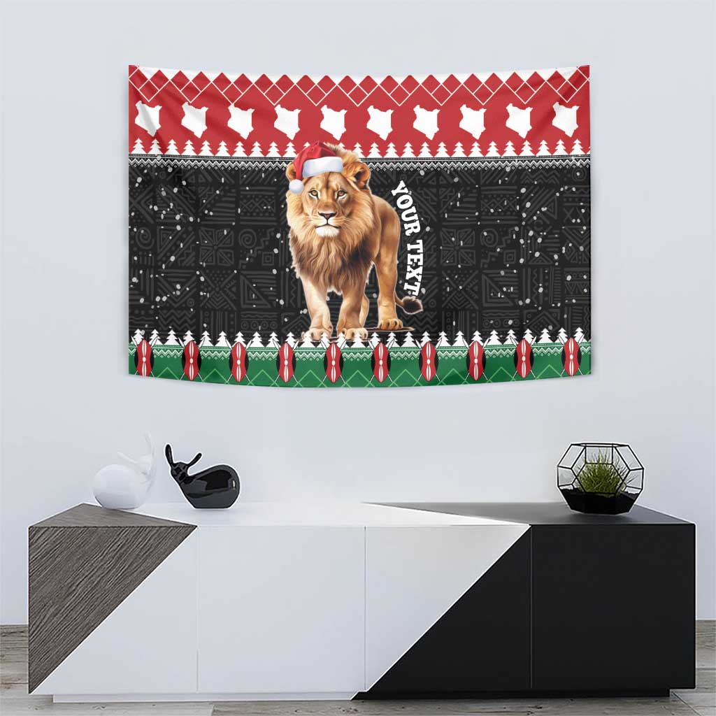 Personalized Kenya Christmas Tapestry Lion Santa - Heri Ya Krismasi! - Wonder Print Shop