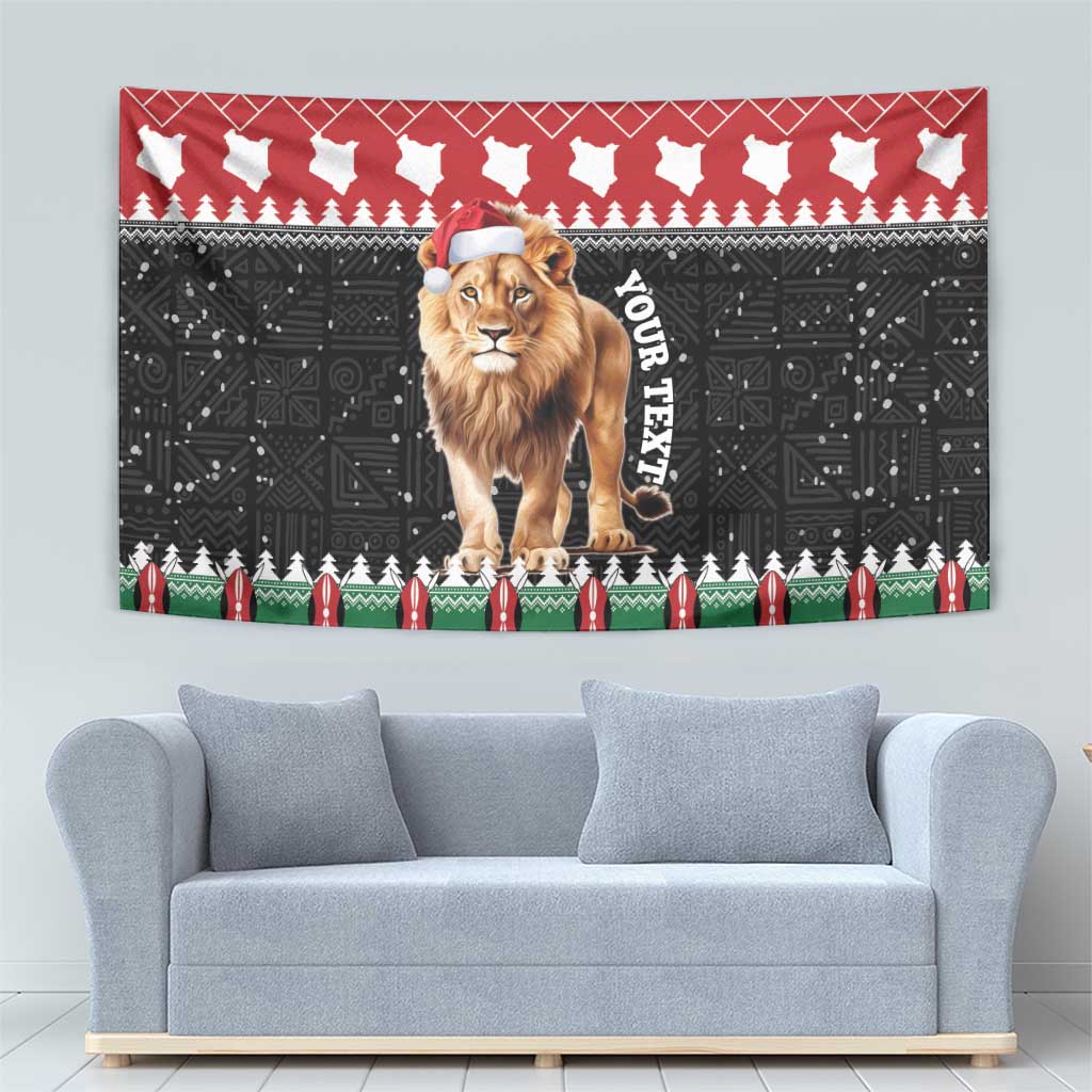 Personalized Kenya Christmas Tapestry Lion Santa - Heri Ya Krismasi! - Wonder Print Shop