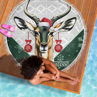 South Africa Springboks Christmas Beach Blanket Bokke Santa - Geseende Kersfees - Wonder Print Shop