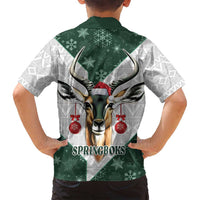 South Africa Springboks Christmas Family Matching Long Sleeve Bodycon Dress and Hawaiian Shirt Bokke Santa - Geseende Kersfees - Wonder Print Shop