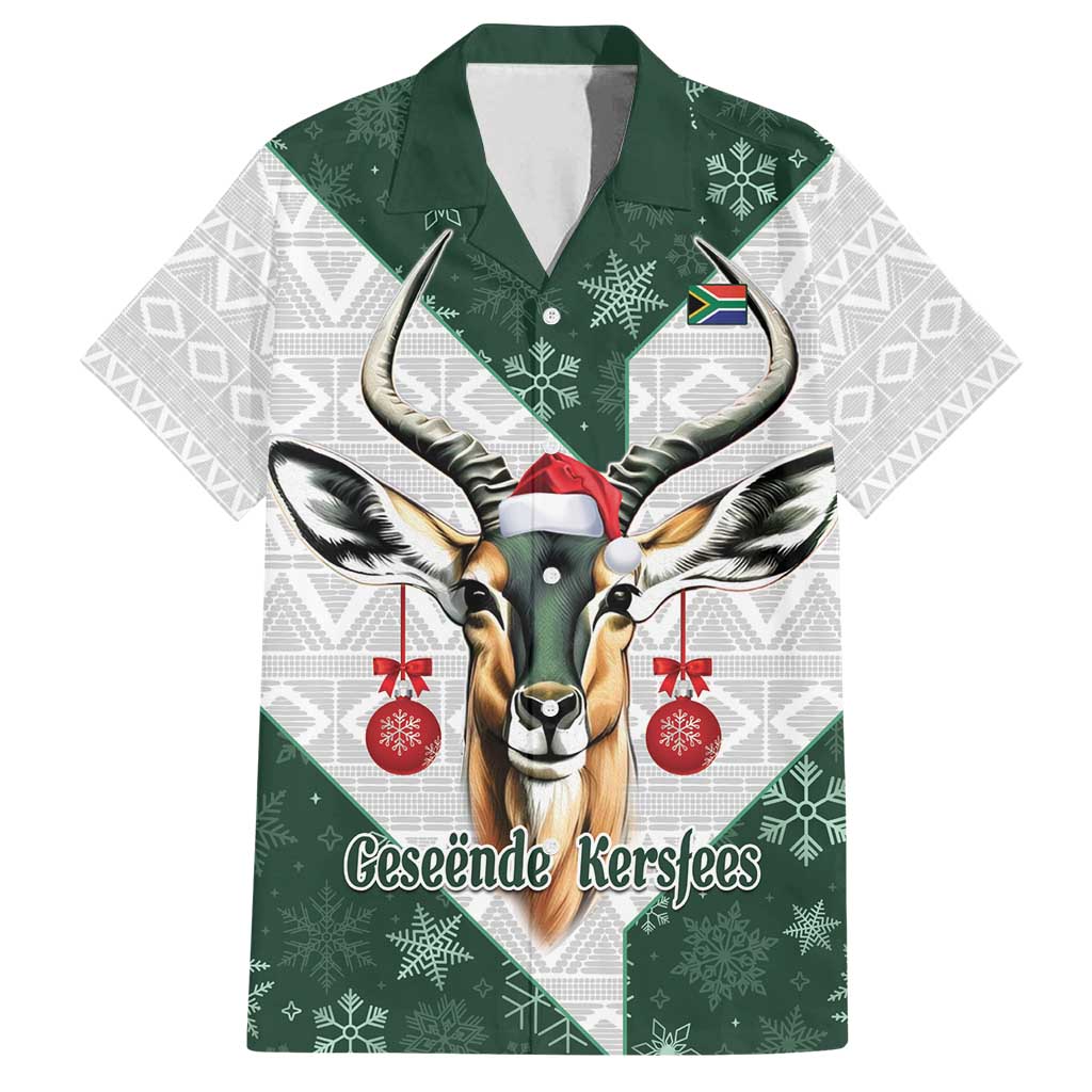 South Africa Springboks Christmas Family Matching Long Sleeve Bodycon Dress and Hawaiian Shirt Bokke Santa - Geseende Kersfees - Wonder Print Shop