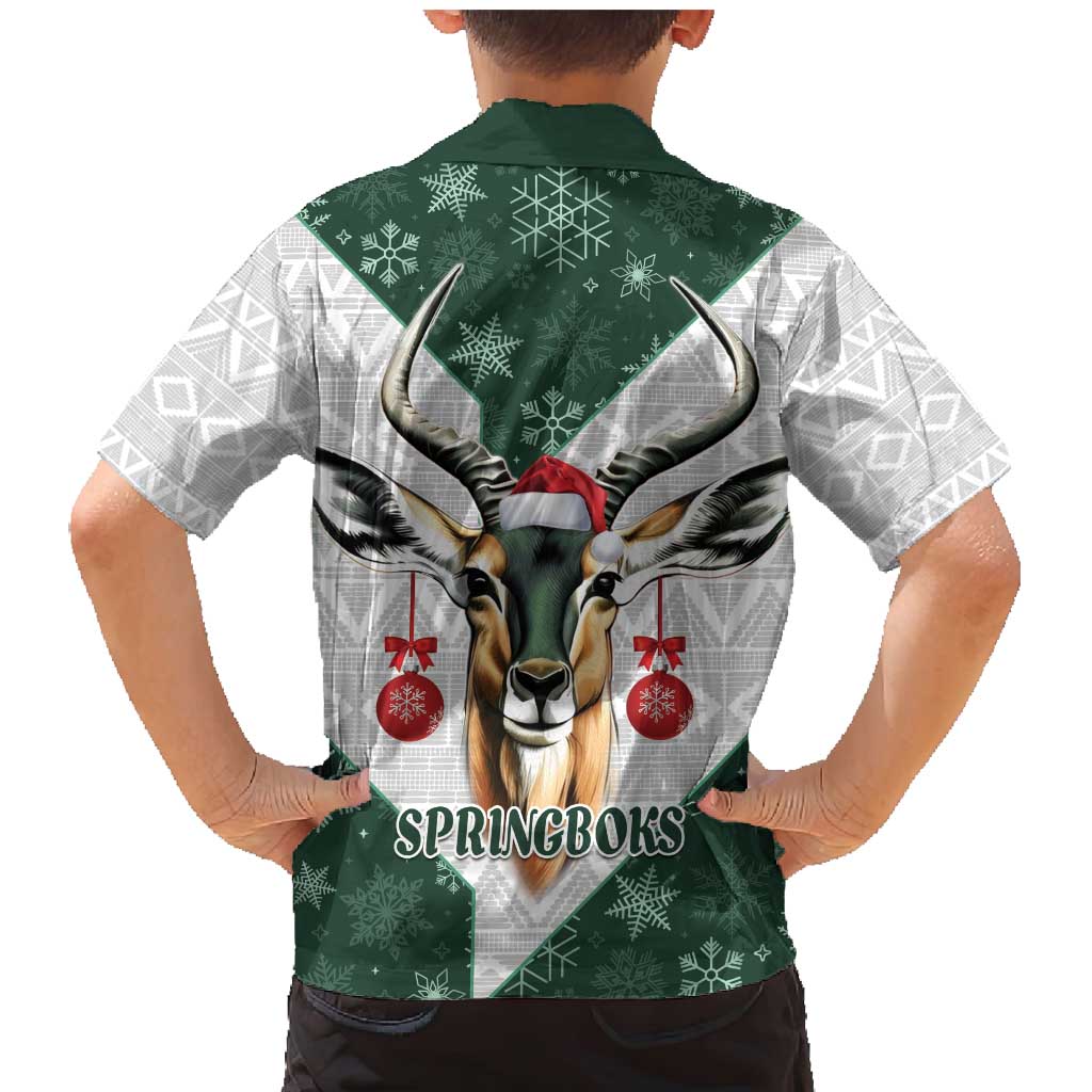 South Africa Springboks Christmas Family Matching Mermaid Dress and Hawaiian Shirt Bokke Santa - Geseende Kersfees - Wonder Print Shop