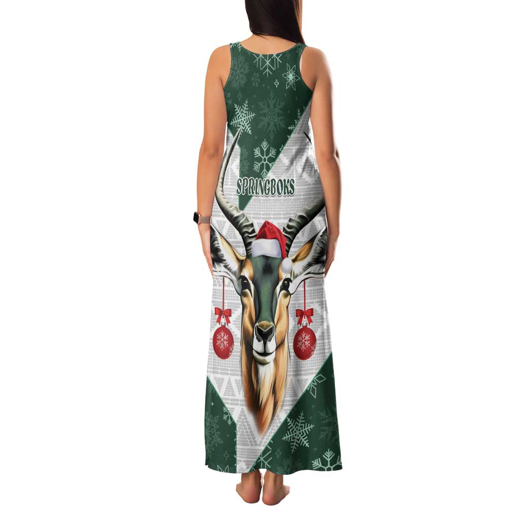 South Africa Springboks Christmas Family Matching Tank Maxi Dress and Hawaiian Shirt Bokke Santa - Geseende Kersfees - Wonder Print Shop
